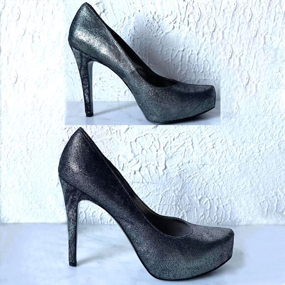 BCBG Generation Sparkly Gold Black Iridescent Platform Pumps Heels-Size 8.5/38.5 - Picture 1 of 7